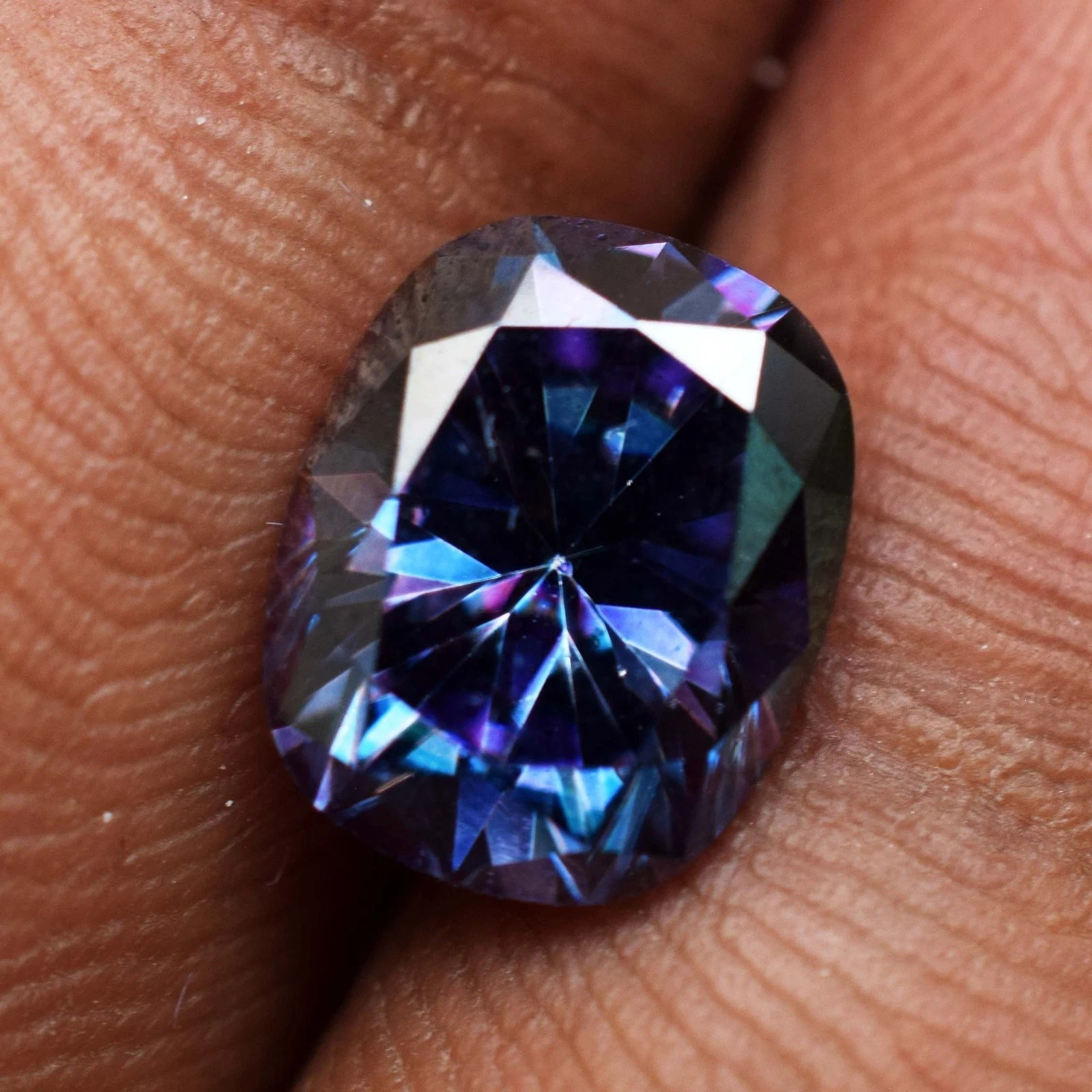 2.82 Ct Certified Lab-Created Purple Blue Diamond Cushion Cut Sparkling Gemstone