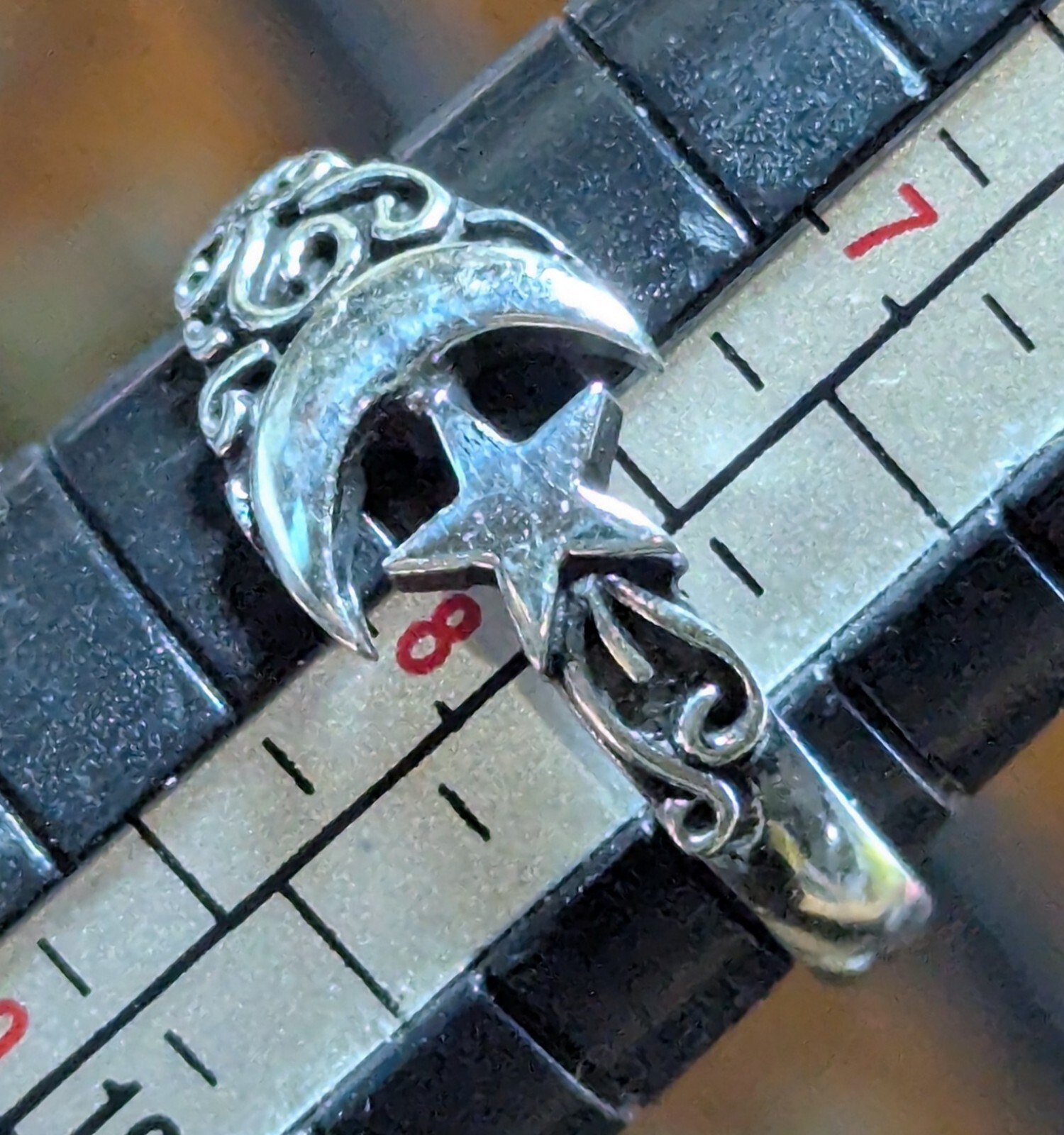 Sterling Silver 925 Sailor Crescent Moon & Star Ring Size 5.75, 7, 8, 8.5, 9.5