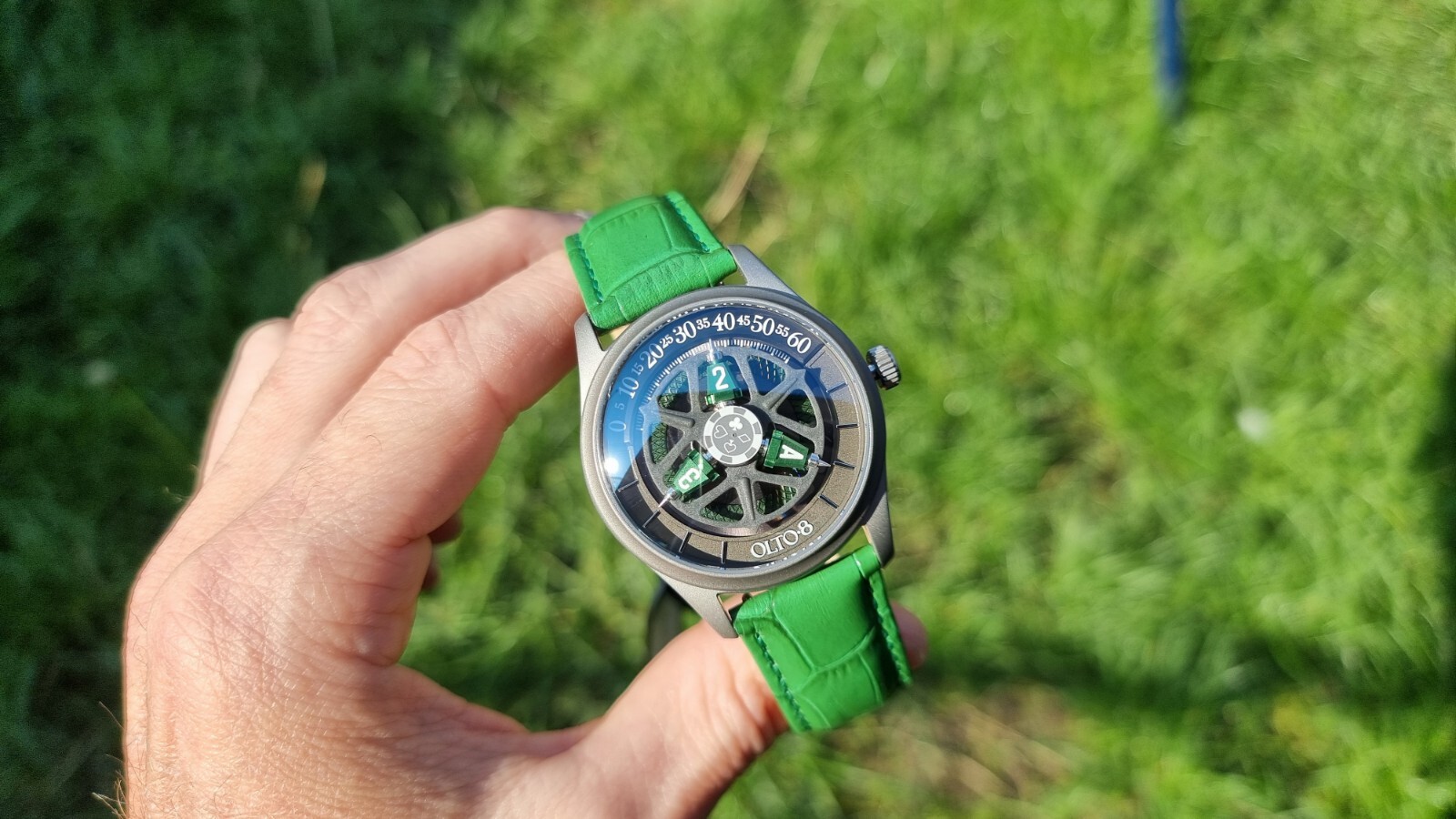 OLTO-8 KING Titanium Green wandering hour automatic watch