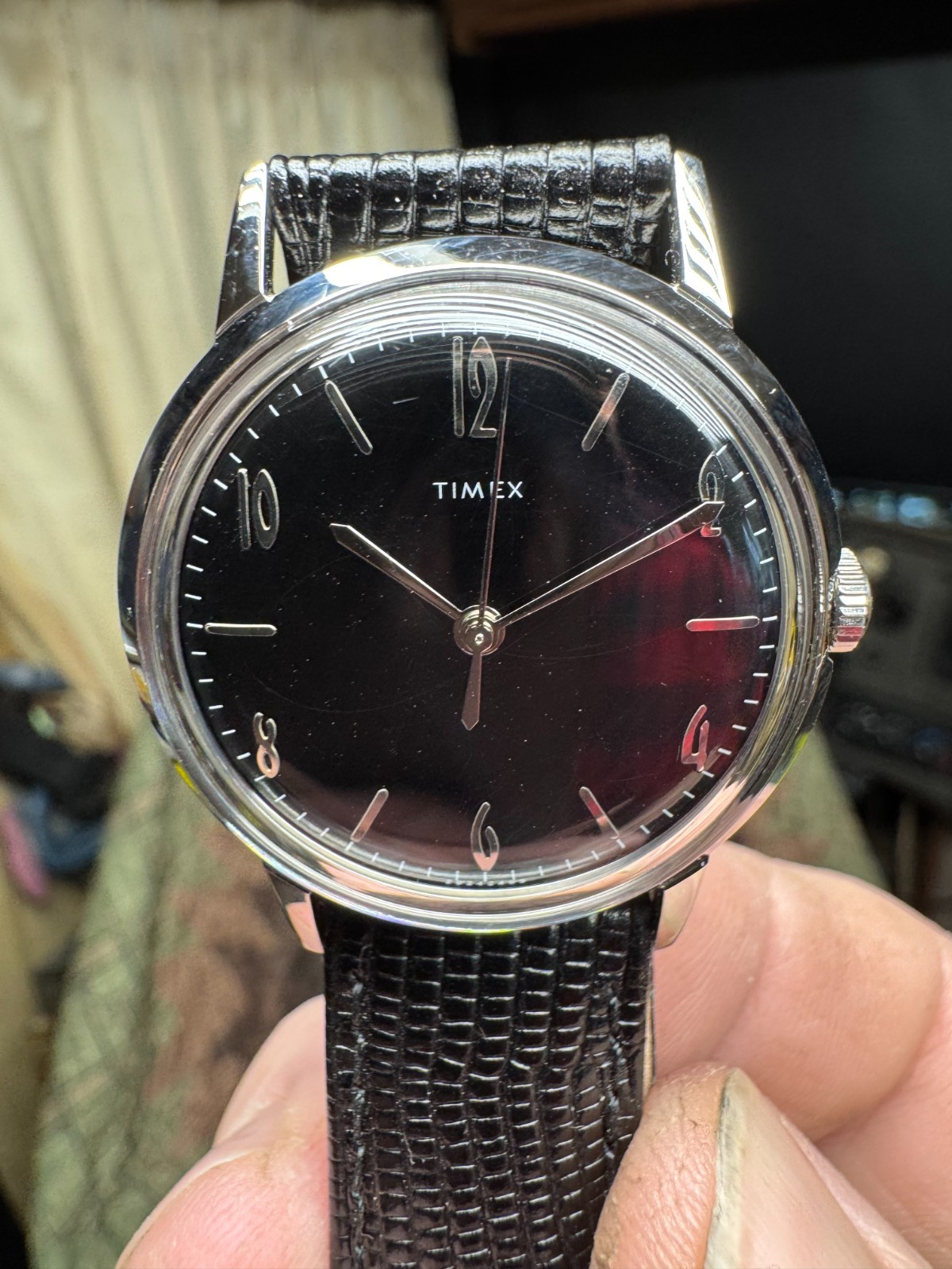 Timex 34MM Marlin 2018 Reissue Wind Up Midnight Sunburst TW2T18200 Runs Good