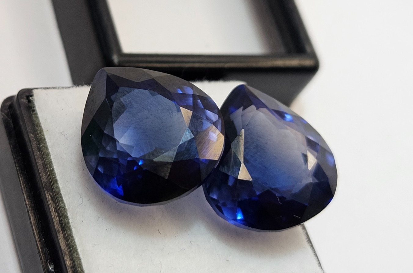 Blue Pear Cut 30+ Ct Natural Tanzanite Loose Pair GEMSTONE For Earring Making