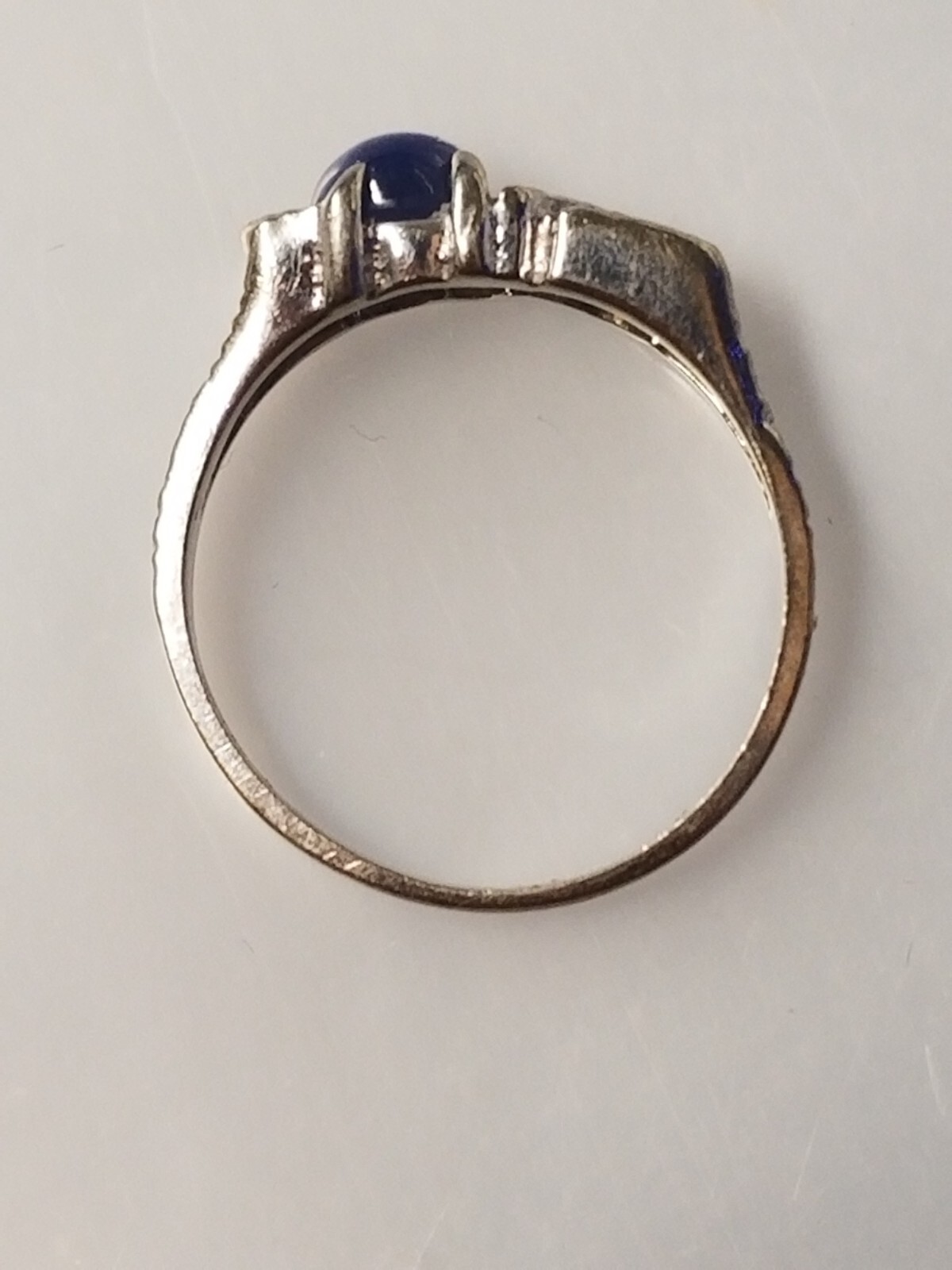10k White Gold “LOVE” Blue Star Sapphire Ring sz 6 – 2.4 grams