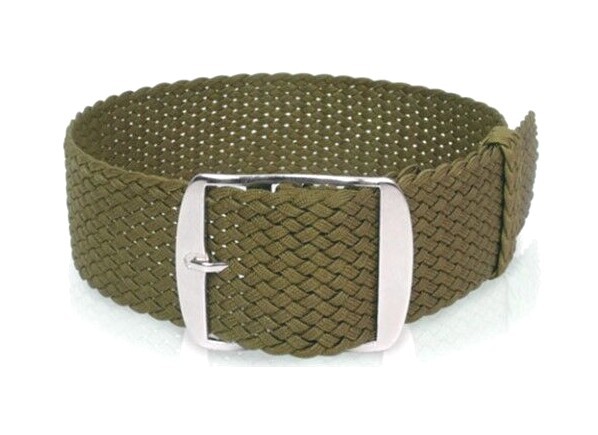 ARMY GREEN PERLON WATCH STRAP EASY FIT STRONG WOVEN NYLON VEGAN WASHABLE
