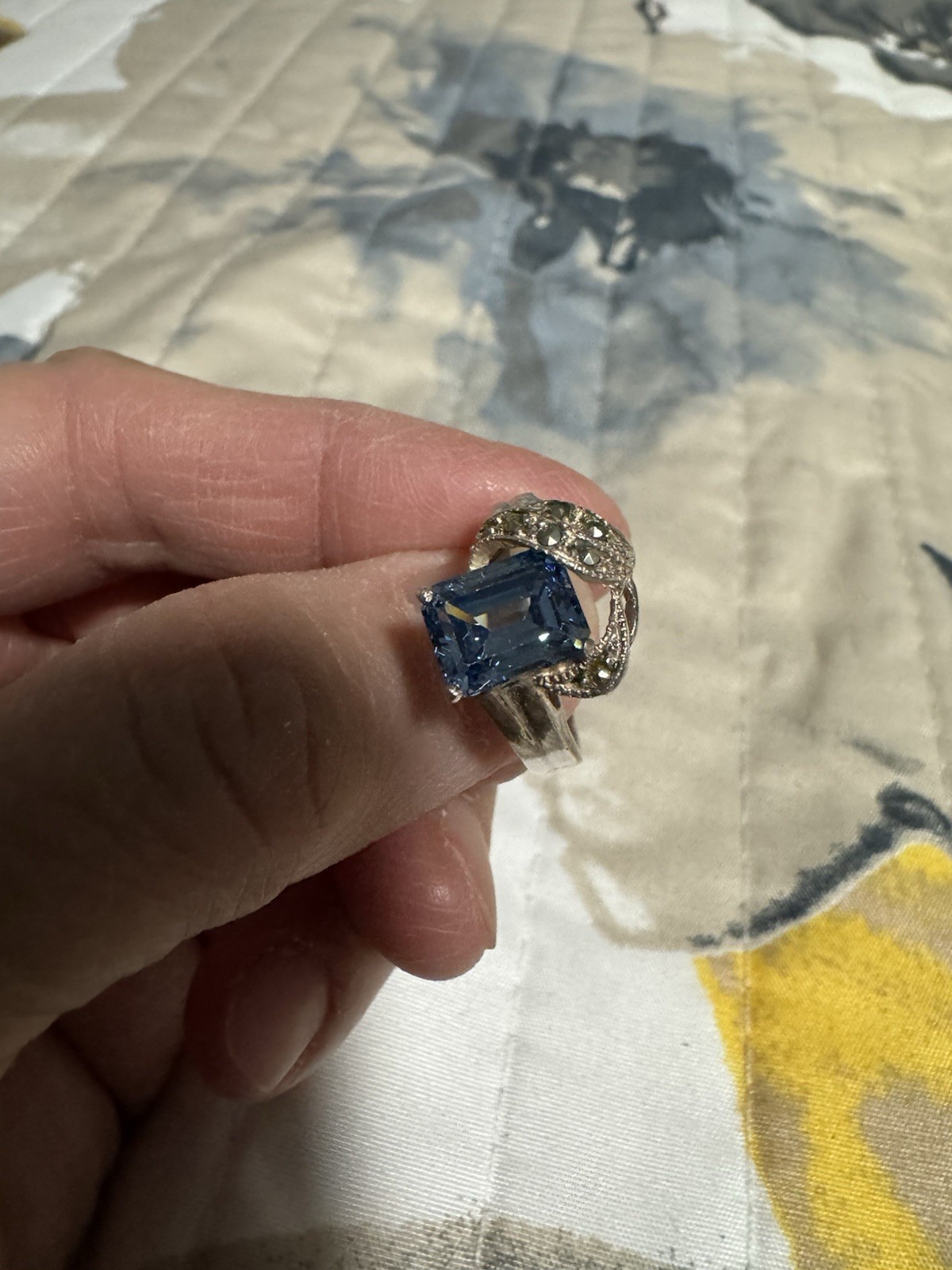 VTG L&H 925 Sterling Silver &Cz Marcasite Ring Size 5