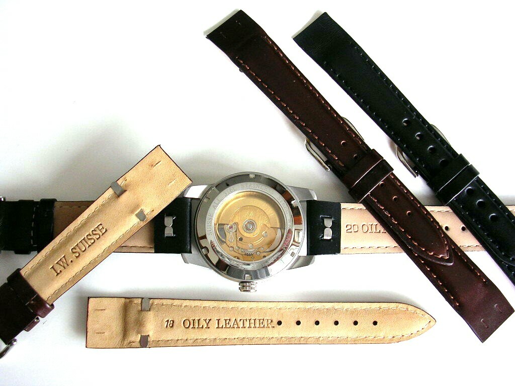 Open End Oily Leather Vintage Wire Lugs watch band strap IW SUISSE 8 10 16 18 20