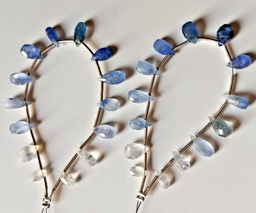 25Cts Natural Sapphire Fine Cut Drop Loose Beads For Jewelry 3×5 – 5x7MM-4″ Apx.