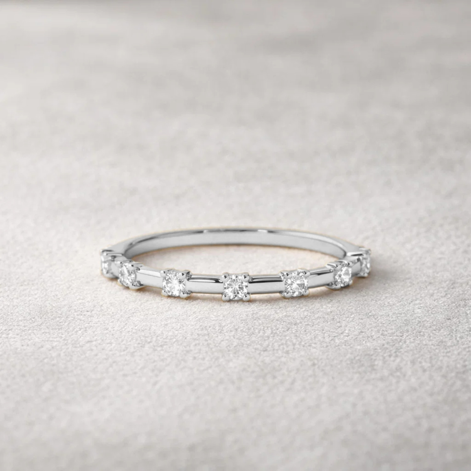 0.20 Ct Round Cut Lab Grown Diamond Eternity Wedding Band Ring 14k White Gold
