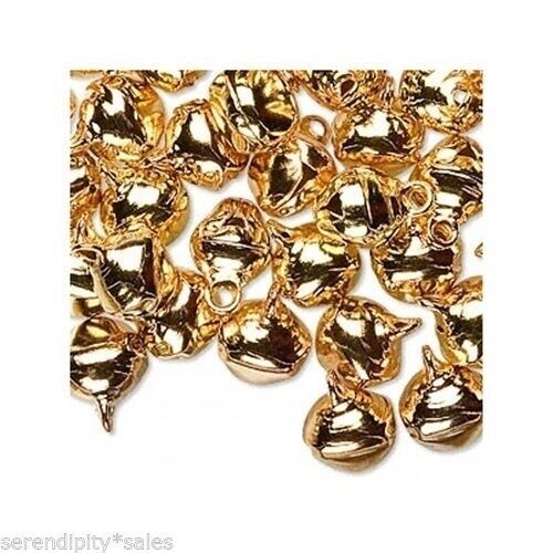 LOT 1500 GOLD JINGLE BELLS Metal Beads Charms Drops 10-12mm (approx 3/8″ -1/2″