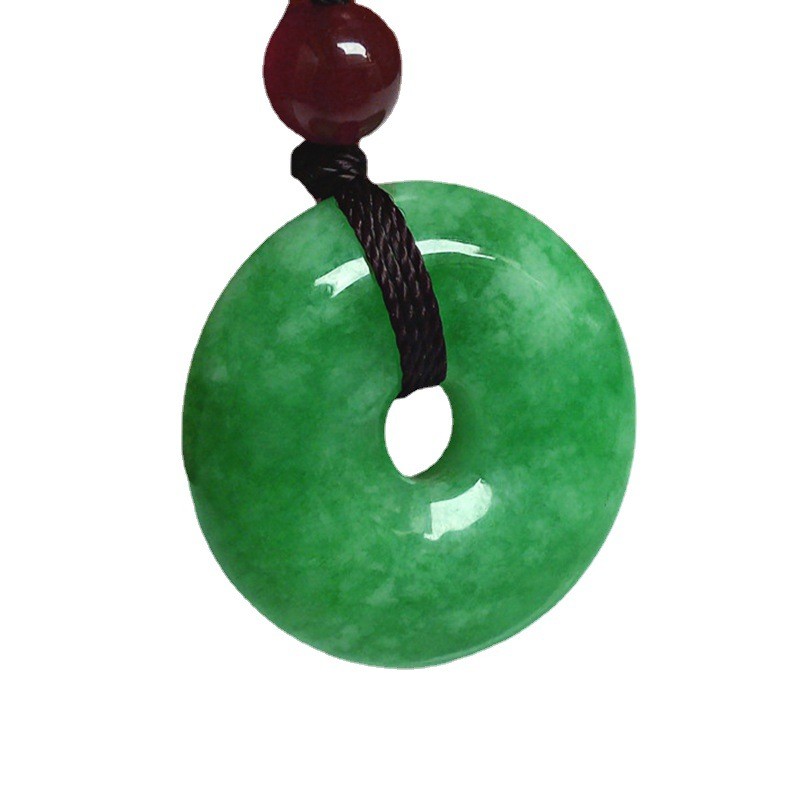 AGrade Myanmar Jadeite Safety Buckle Pendant Unisex Full Green Ice Jade Necklace