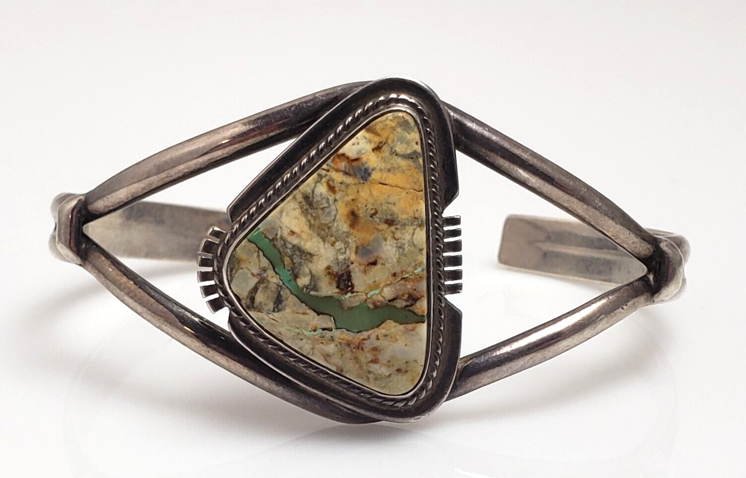 Navajo Pete Sanchez Sterling Silver Boulder Turquoise Cuff Bracelet – .61