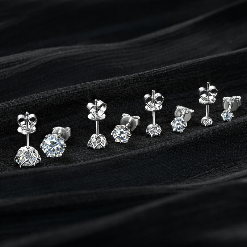 Moissanite Earrings Women Girls Stud Earrings Sterling Silver 3mm/4mm/5mm/6.5mm