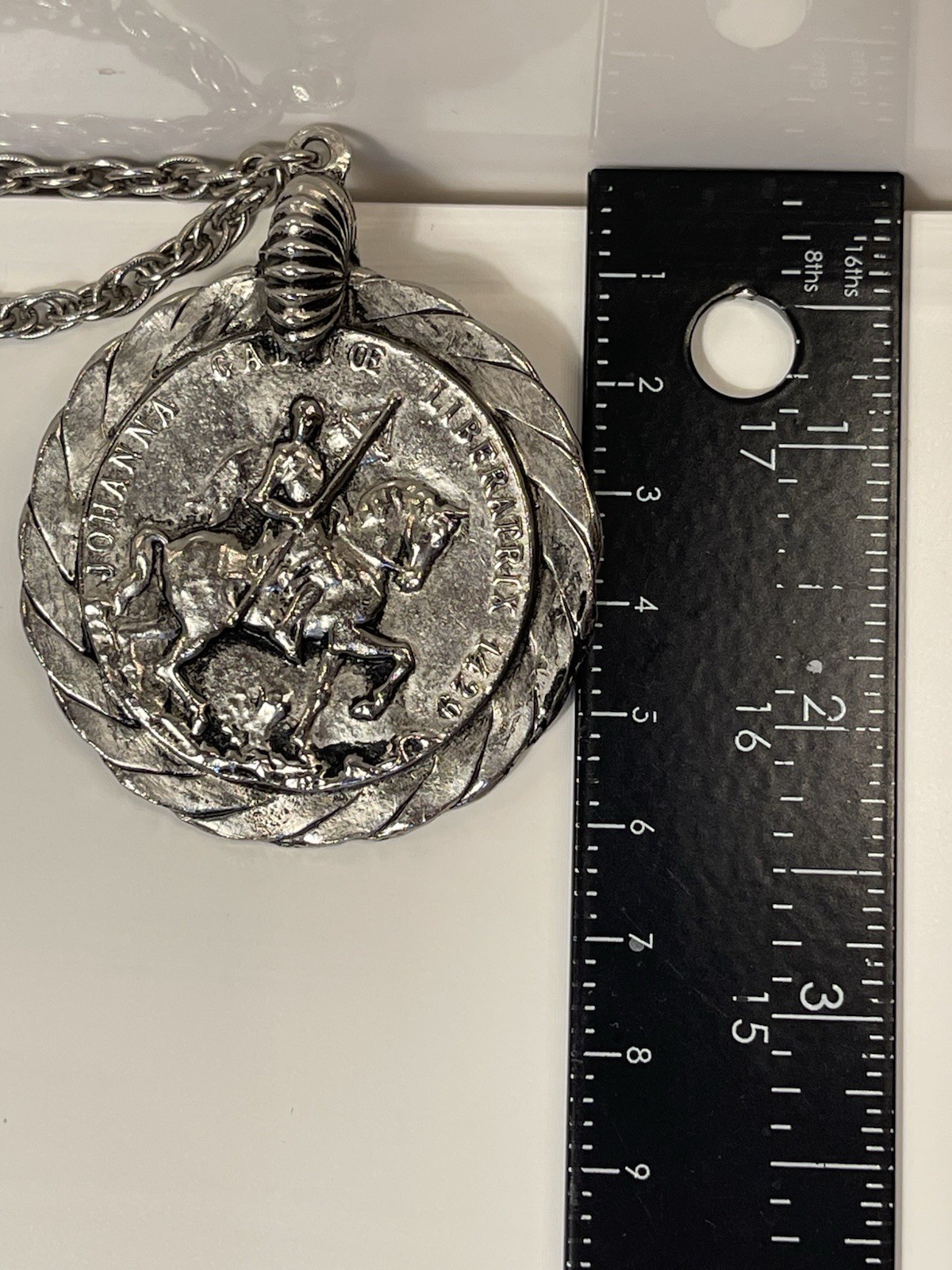 Accessocraft NYC Silver tone Medallion Johanna Gallice Liberatrix 1429 Necklace