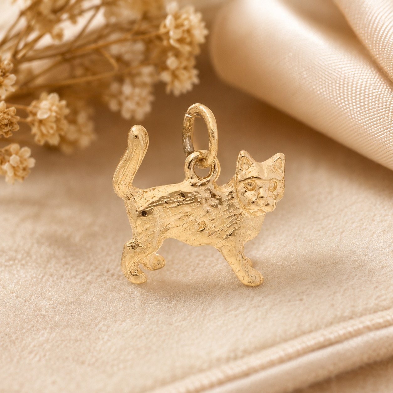 9Carat Yellow Gold Cat Charm (12.5×11.5mm)