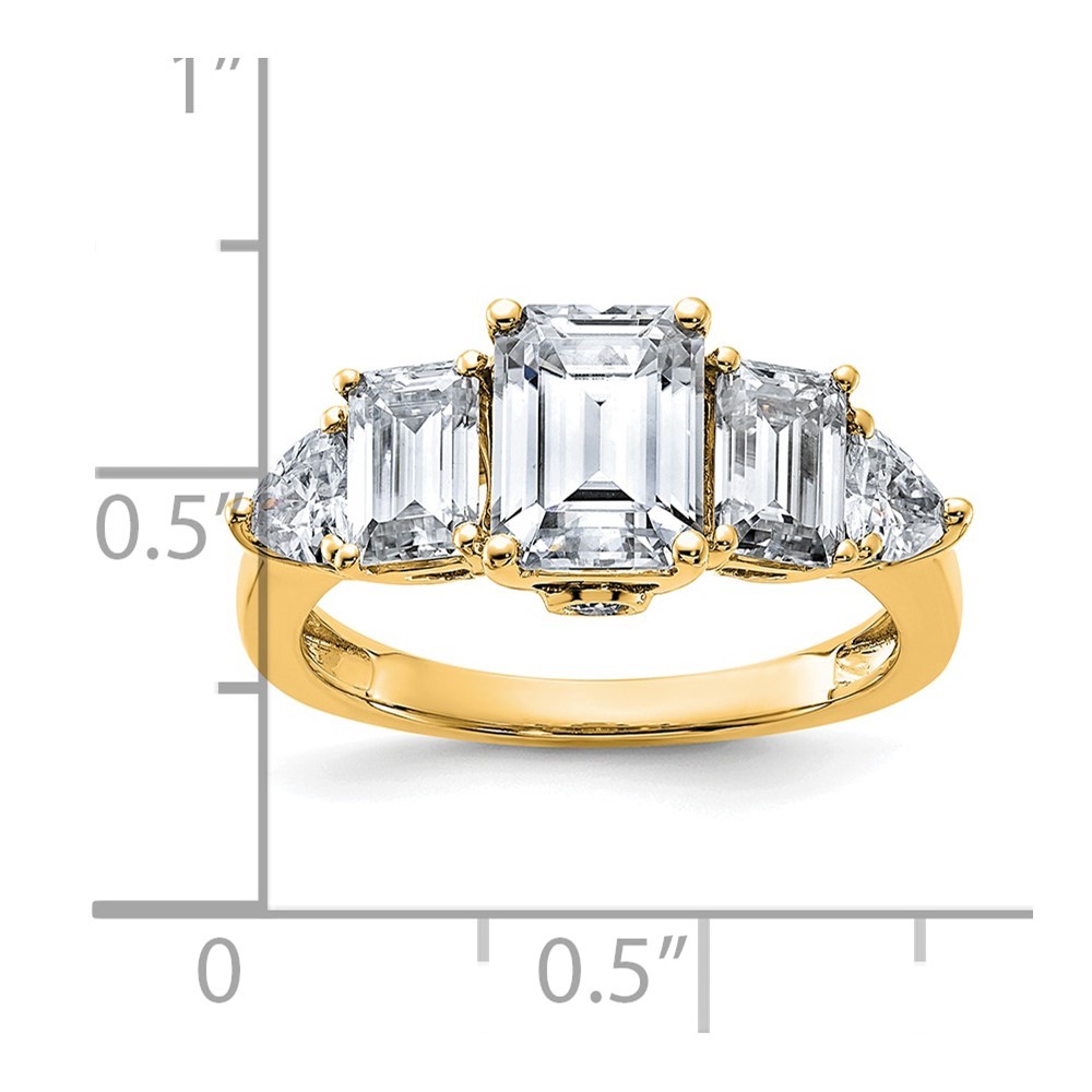 14k Yellow Gold 3 3/8ct. Emerald Cut D E F Moissanite Engagement Ring Size 7