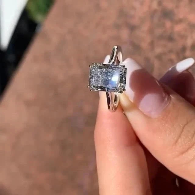 1.50Ct solid 14K Luxury Round White Gold Cut Natural Diamond Engagement Ring