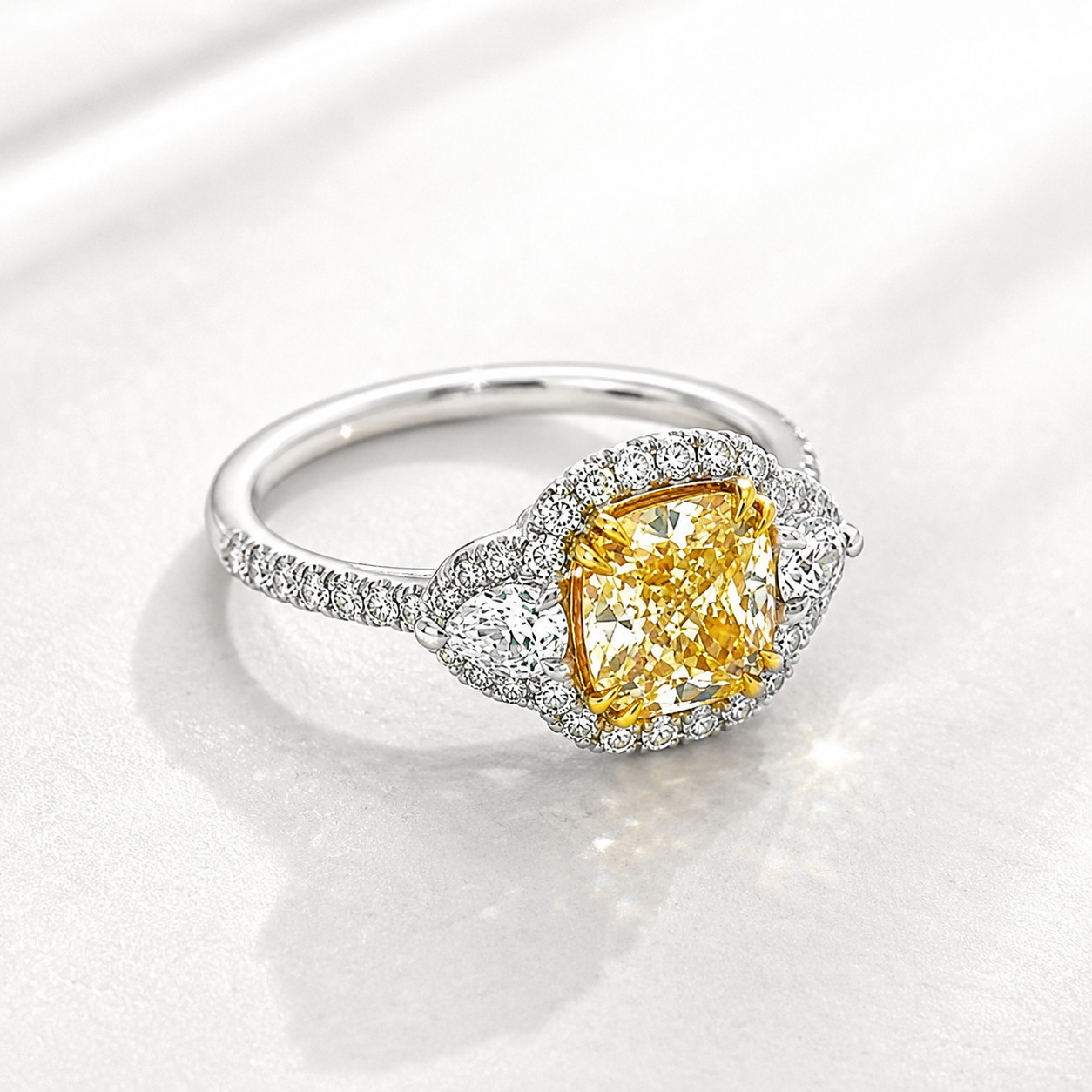 Approx 2.52 cttw GIA Fancy Light Yellow Natural Diamond Ring 18K White Gold