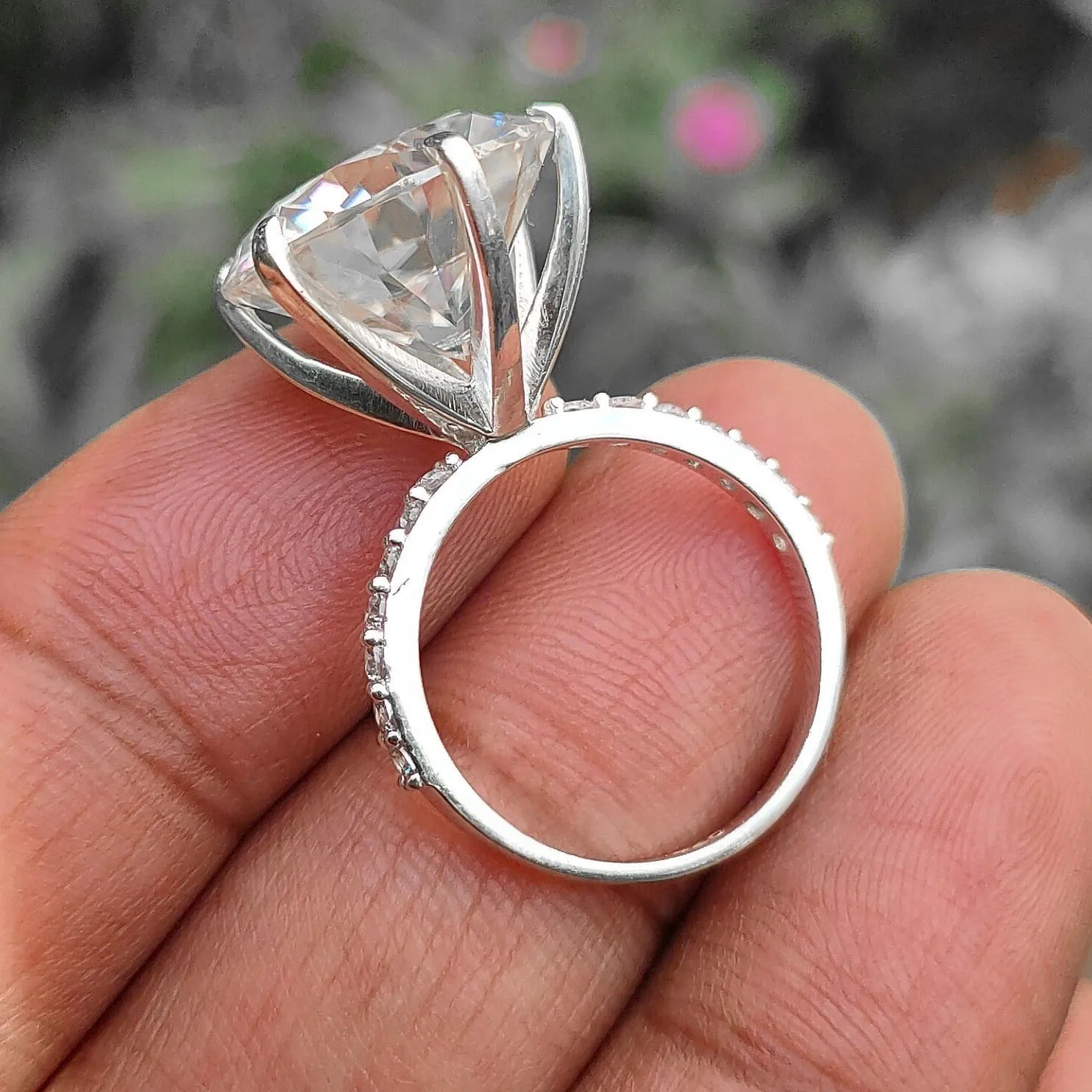 Rare Certified 9.50 Ct White Round Diamond Solitaire 925 Silver Ring Free Tariff