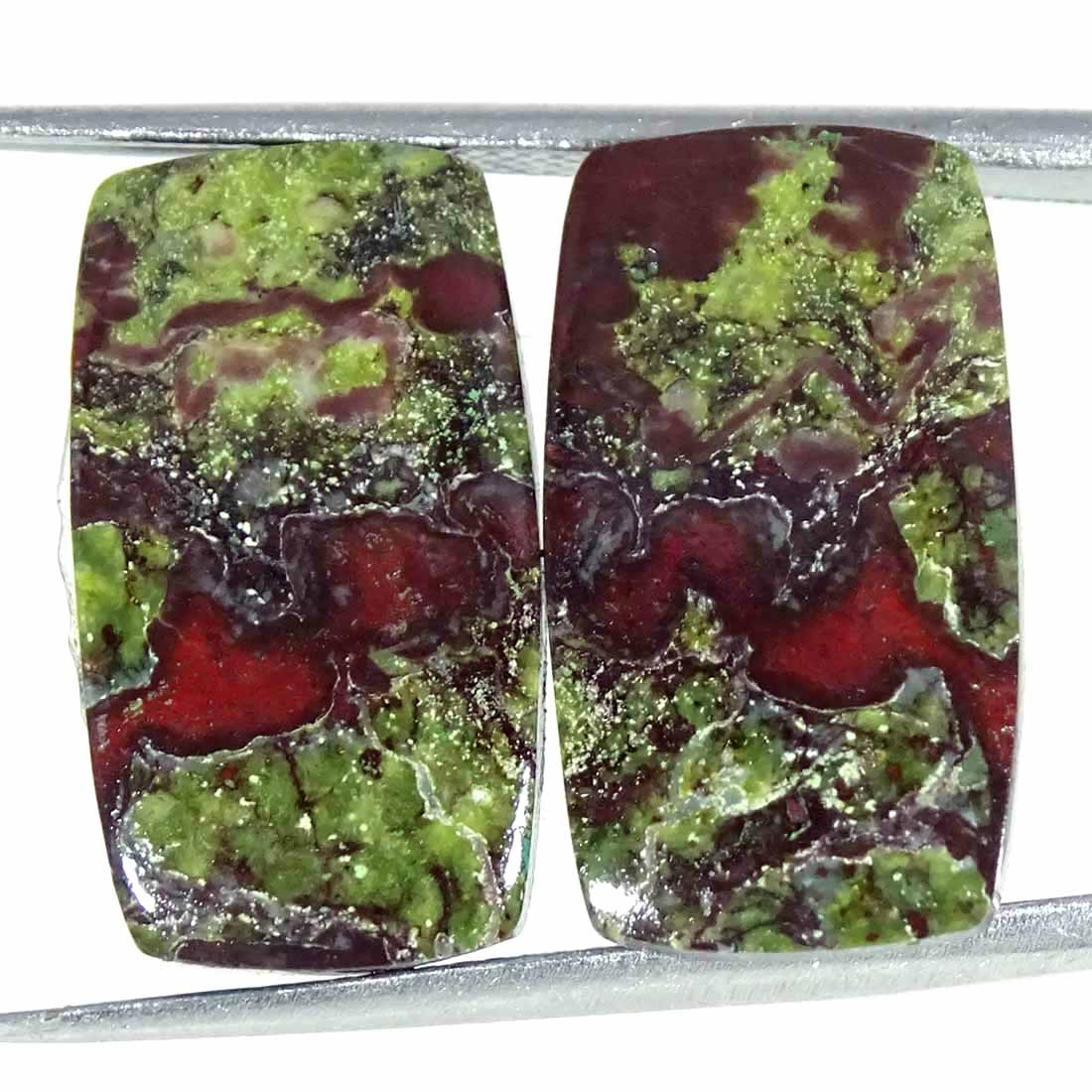 19.00Cts Natural Dragon Blood Jasper Cushion Pair Cabochon Loose Gemstone