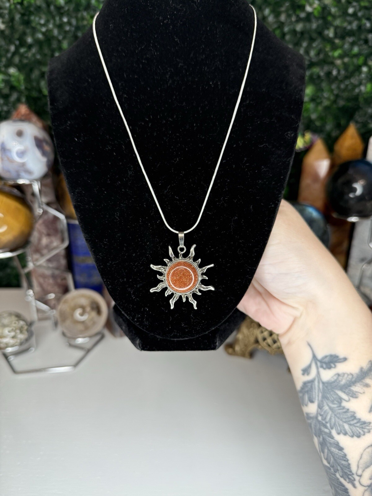 Gold Sandstone Sun Necklace | Crystal Jewelry