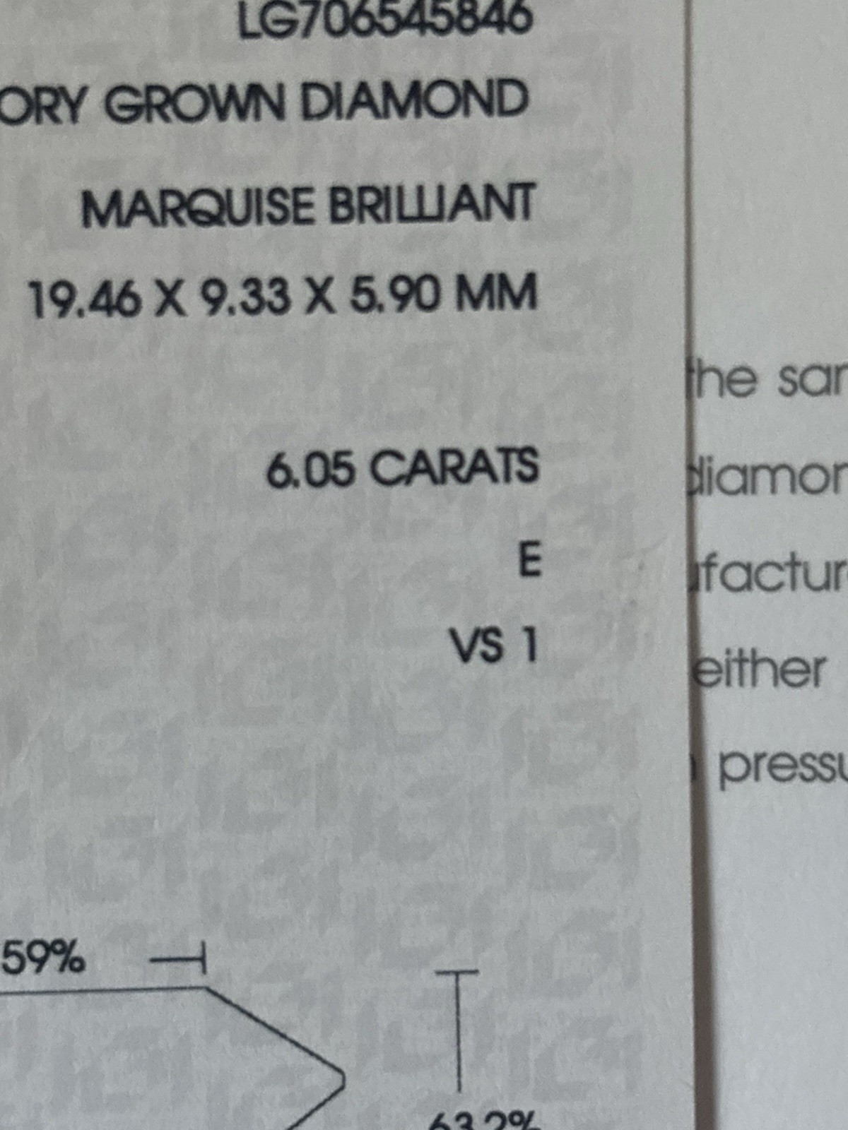 6.05 CARAT MARQUISE IGI CERTIFIED LAB DIAMOND IN 14k GOLD RING VS1 E LAB CREATED
