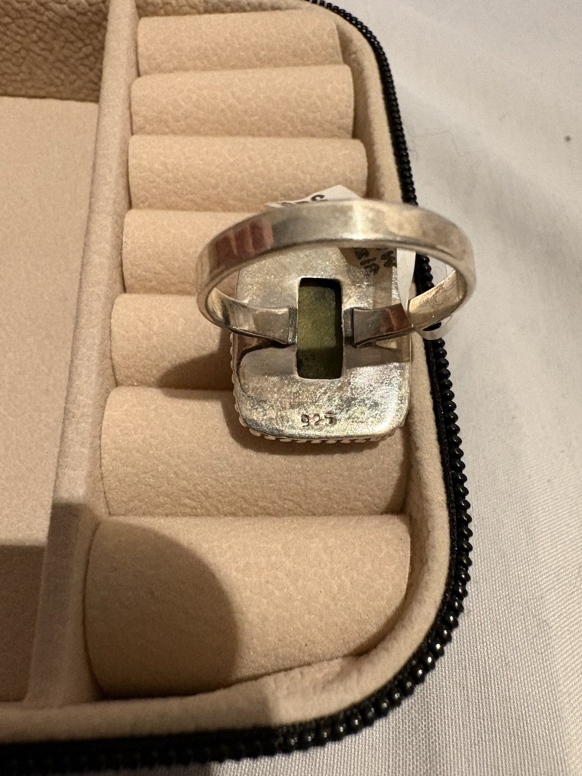 925 sterling silver – atlantacite– rectangular cabochon ring – size 10