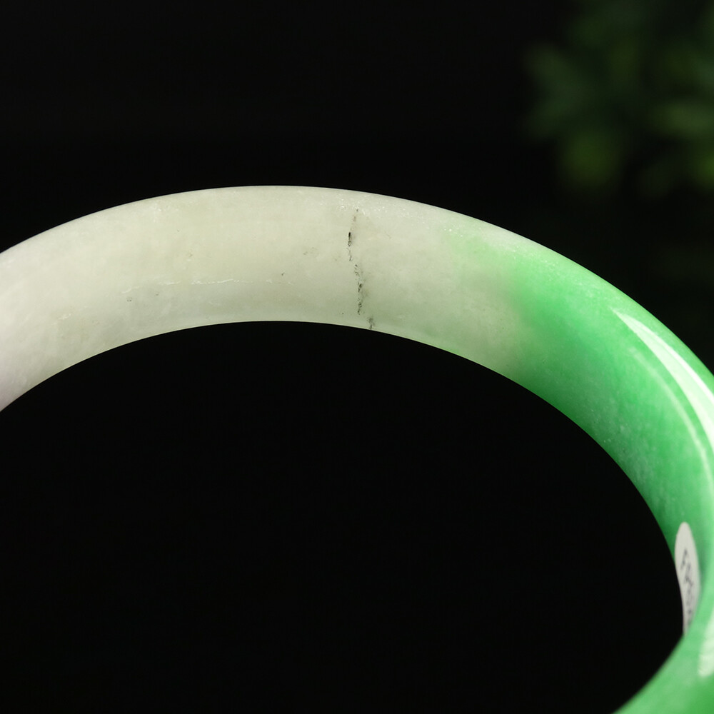 59mm Lavender Purple Green Jadeite Jade Bangle Bracelet Burma Jade A-12625