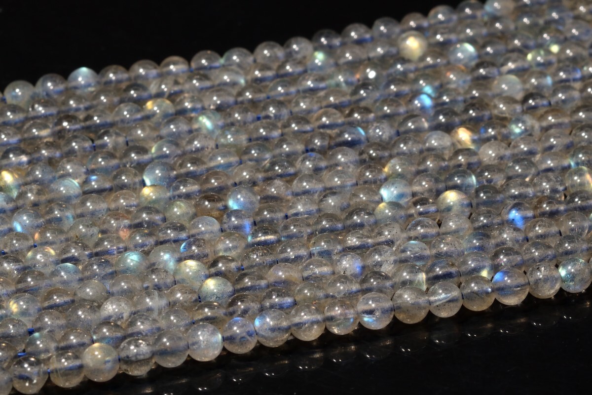 2-3MM Genuine Natural Gray Labradorite Grade AAA Round Gemstone Loose Bead 15.5″