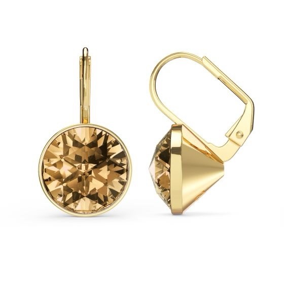 Bella Earrings with 6 Carat Light Colorado Topaz Crystals Gold Plated