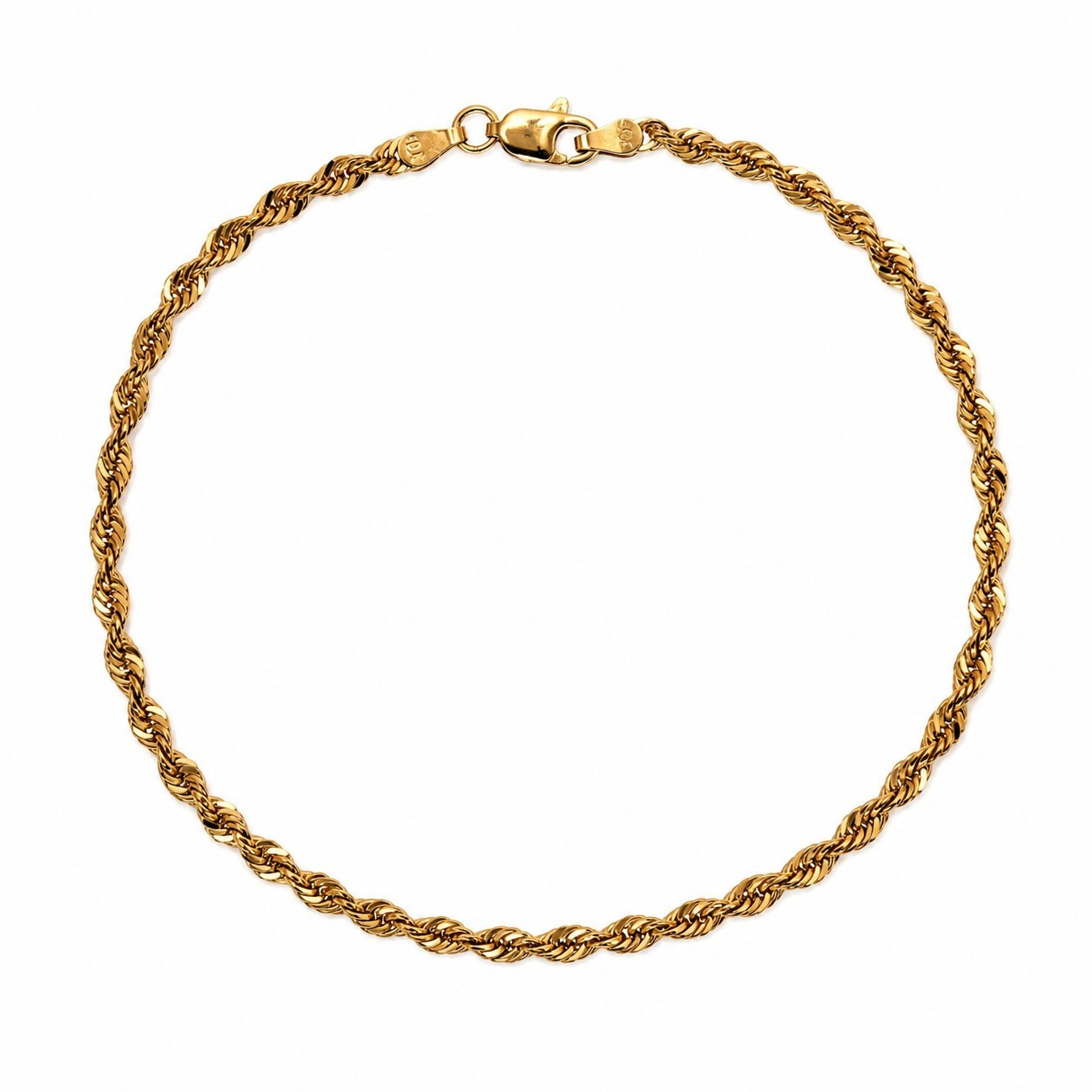10K Solid Gold Rope Bracelet 2.5mm 8.68″ / Pulsera Oro Sólido 10K 22 cm