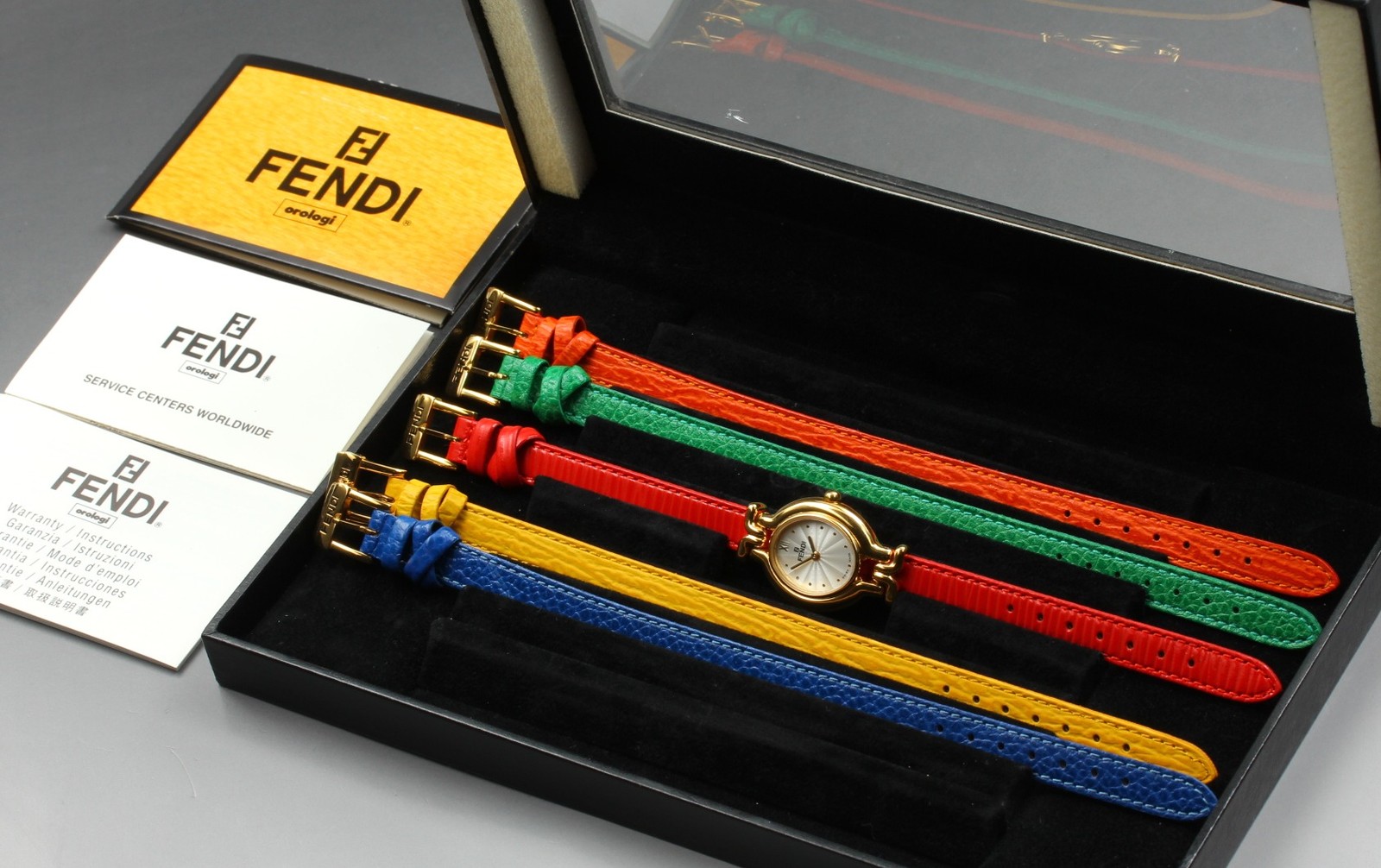 Vintage FENDI 640L Chameleon 5 Colors Belt Gold Women’s Quartz Watch [Box]