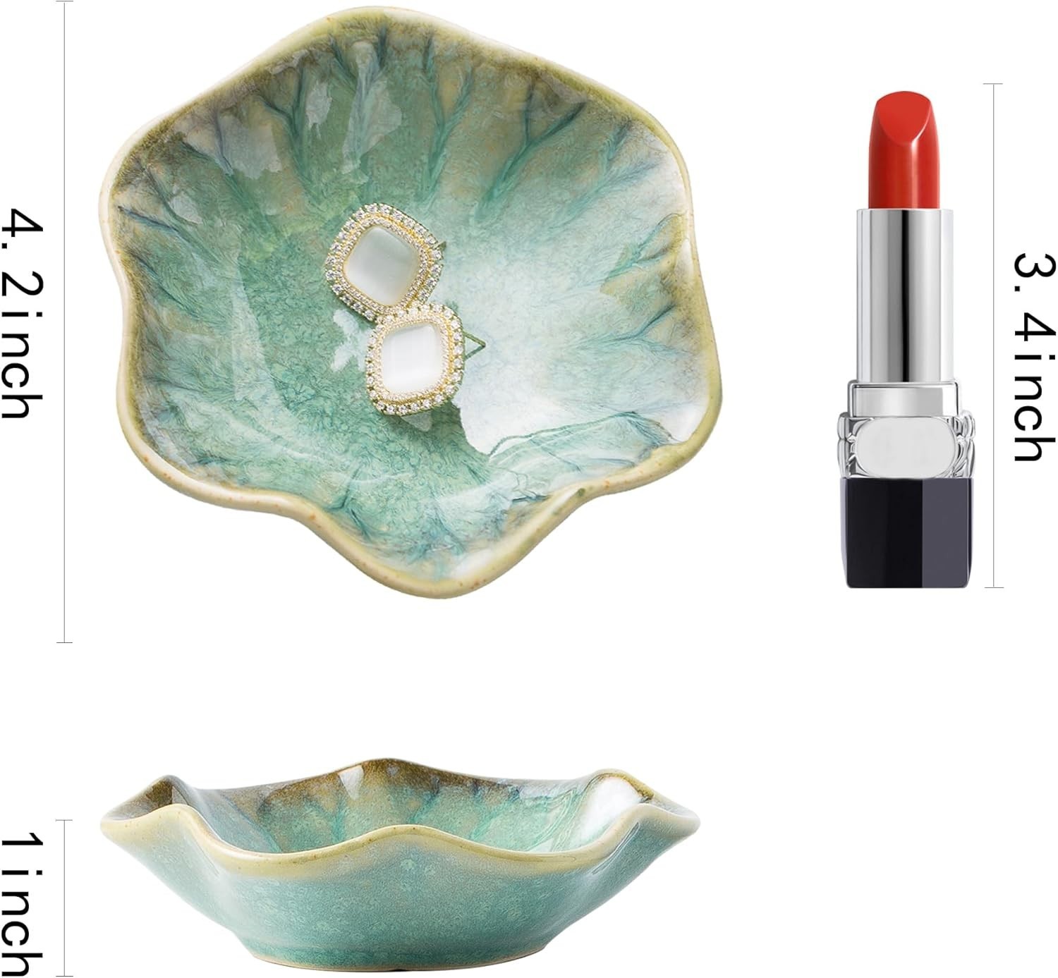 Ceramic Ring Dish, Jewelry Dish Holder, Small Trinket Tray Plate for Earrings Ri