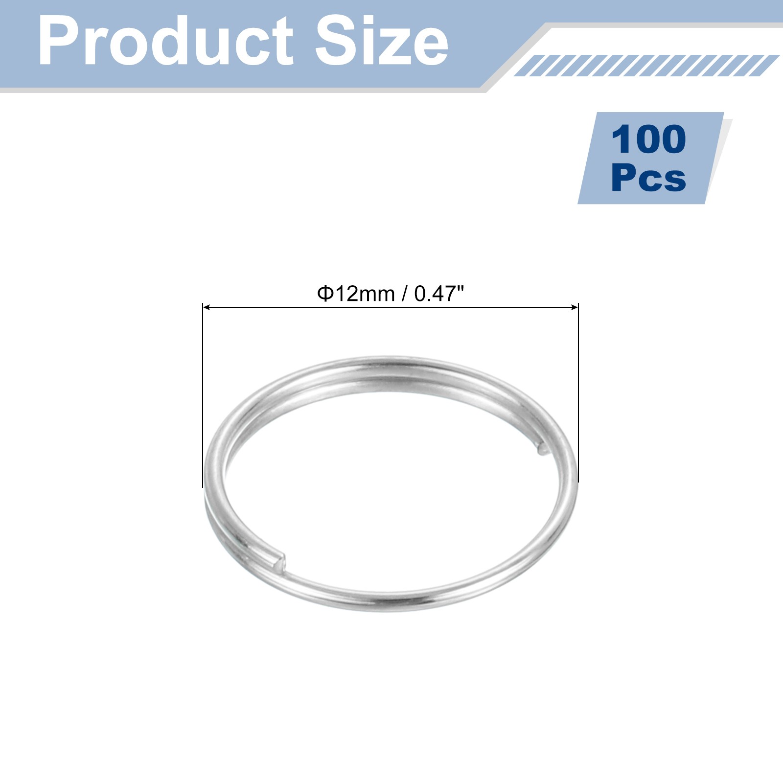 100Pcs 12mm Double Loops Split Rings Small Round Jump Ring Connector Silver