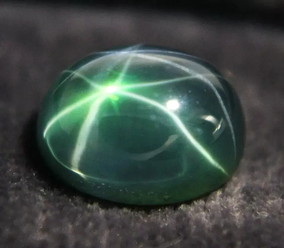 Natural Genuine 6 Rays Green Star Sapphire 17.70 Ct. Oval Shape Loose Gems Pair