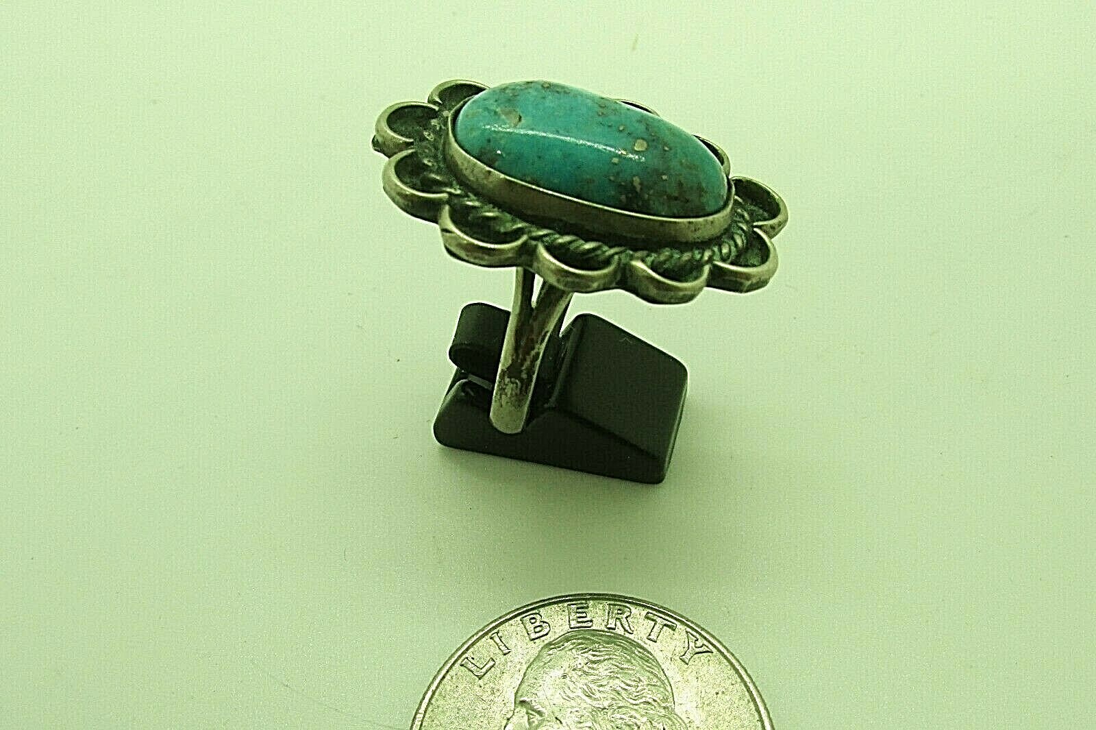 VINTAGE SOUTHWEST N A TURQUOISE RING SIZE 6.5 STERLING