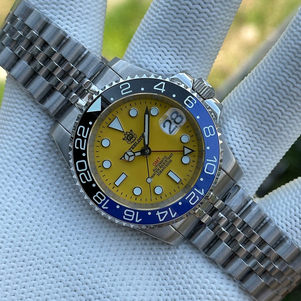 STEELDIVE SD1993 Mens 300M Automatic Dive Watch NH35 Steel Yellow