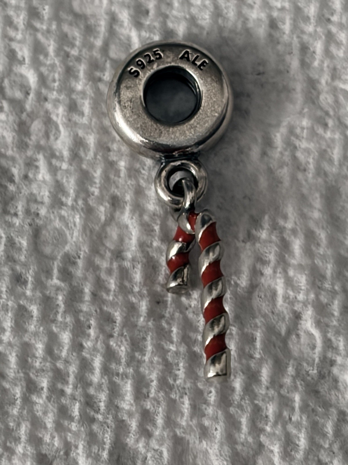 Genuine Pandora Christmas Candy Cane Dangle Charm retired ALE 925 791193EN09