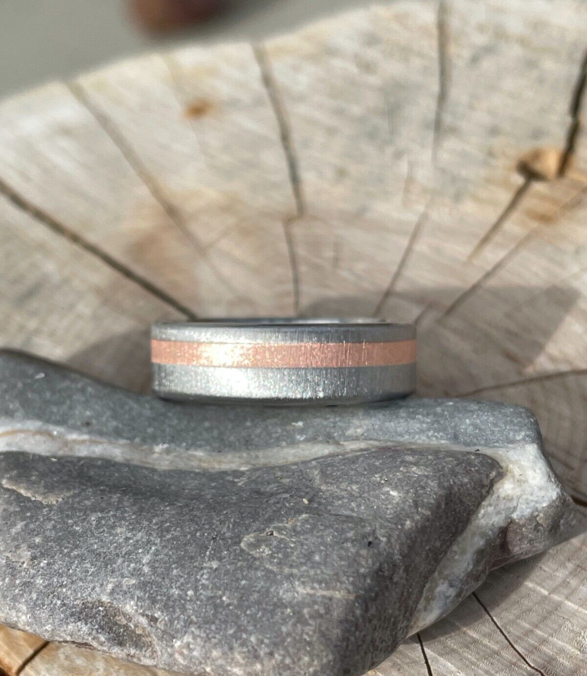 6mm Wide, Copper and Titanium Unique Ring Style, Frosted Finish