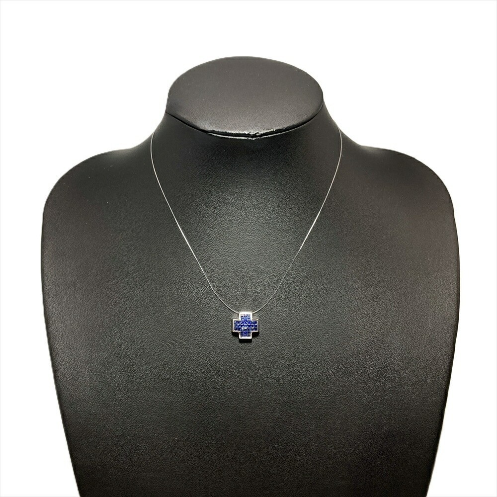 Masumi Kasahara Les Essentiels Mystery Setting Cross Pendant Sapphire K18WG