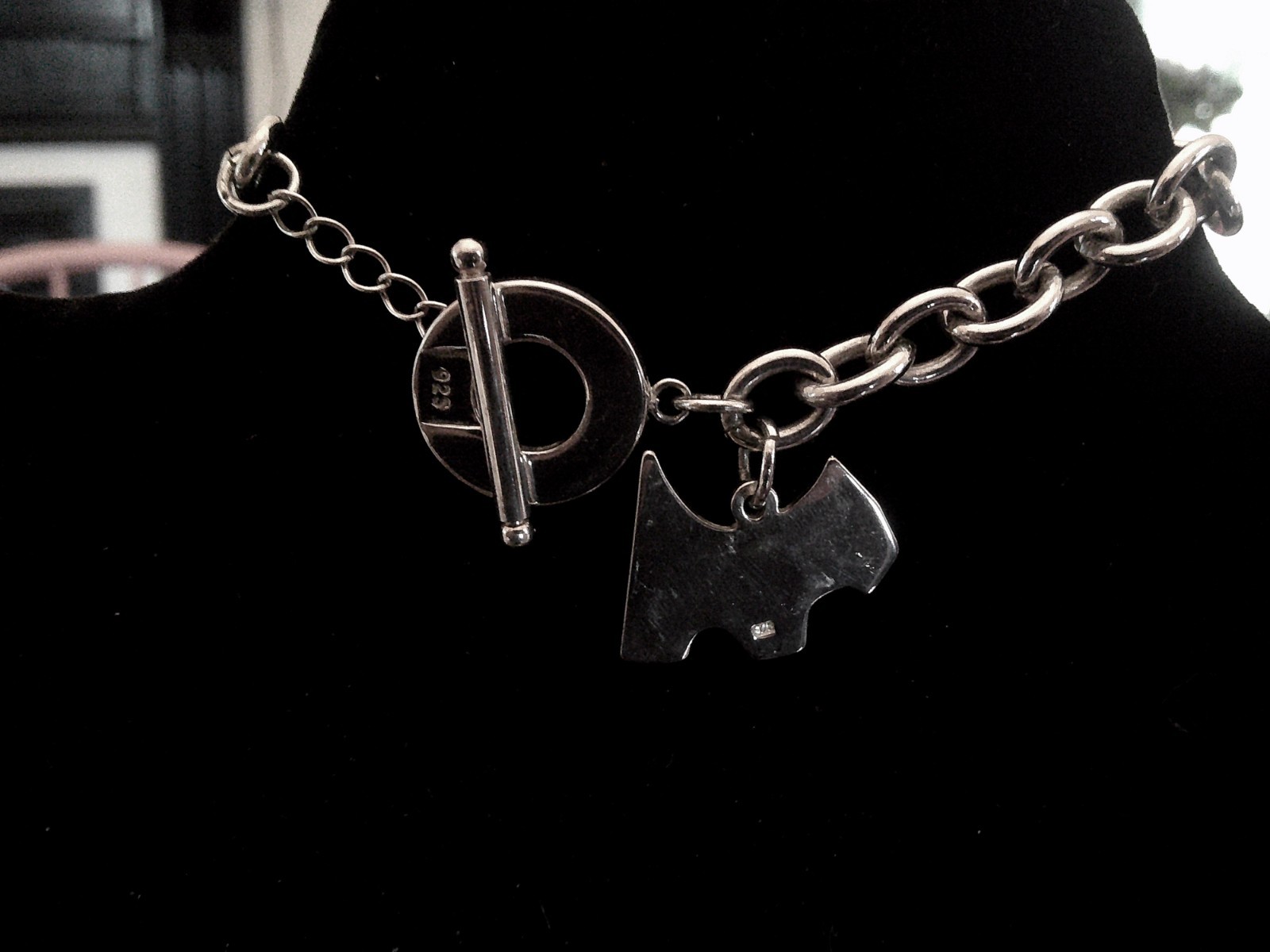 Little Doggie charm silver Round Link bracelet size 7 to 10 inches