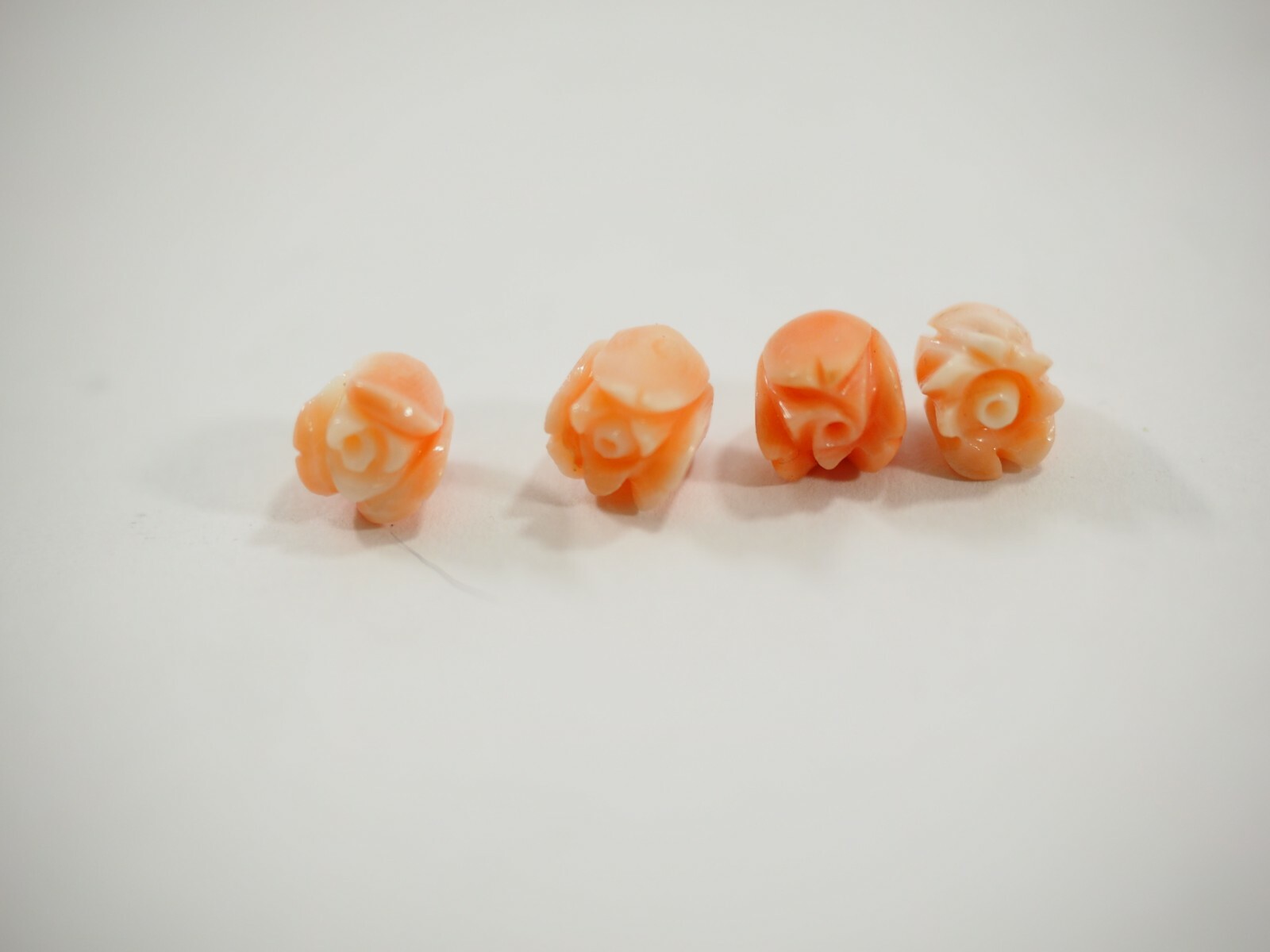 Vintage Top Quality Precious Angel Skin Pink Coral Carved 3-D Rose Cabochons NOS