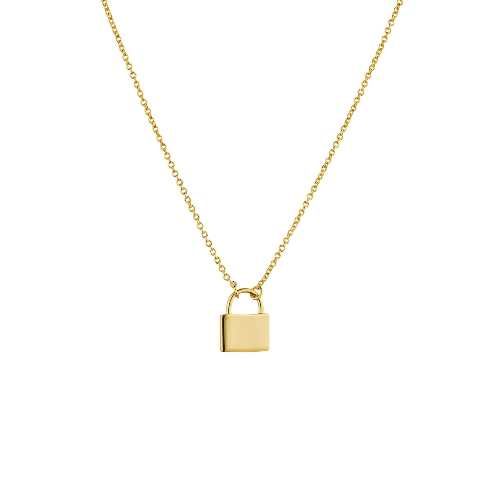 14K Gold Plated Brass Padlock Choker Minimalist Women Necklace