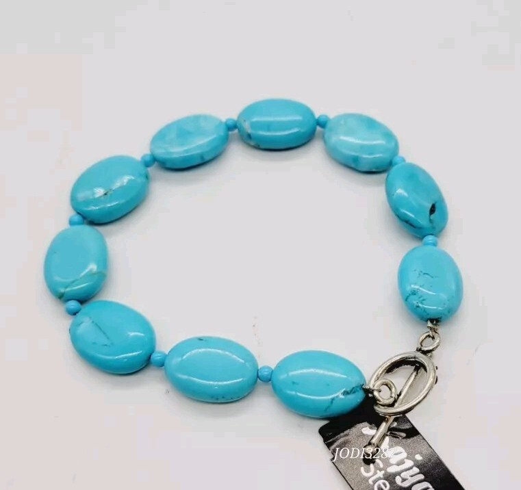 Kajya Roberts Sterling Silver Turquoise Bracelet Toggle 9 in