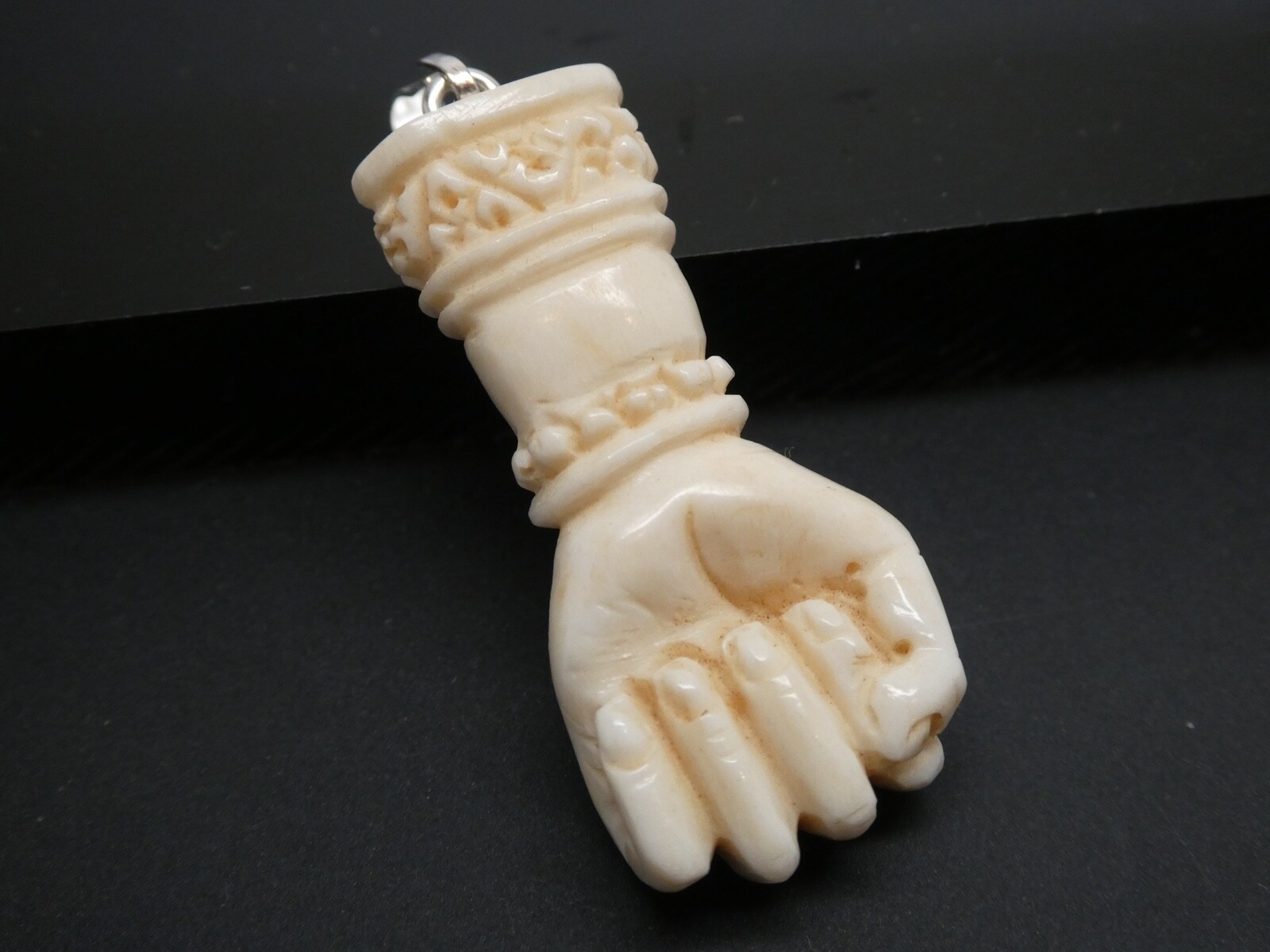 Victorian Style Bubalus Bubalis Bone Fist Hand Protection Lucky Amulet Pendant