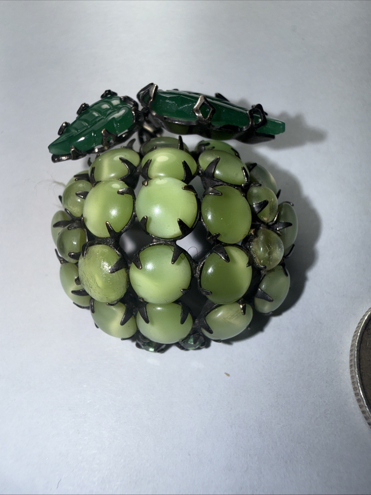 Brooch Pin Schreiner New York “Fantasy Lime” or “Green Strawberry” Unsigned Rare