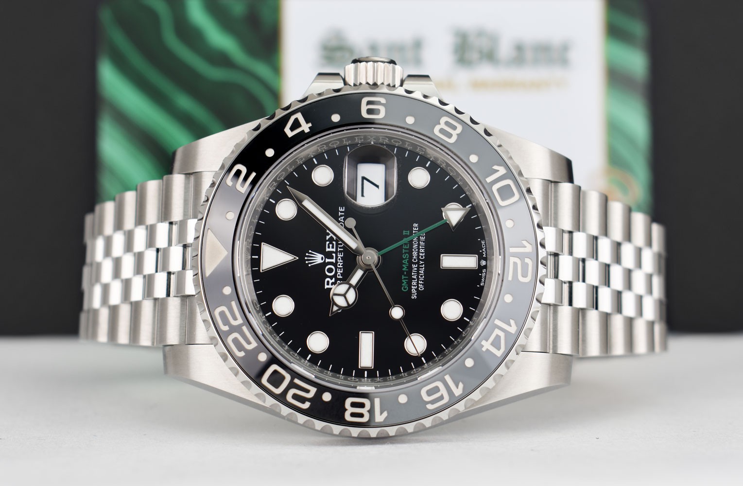 ROLEX NEW Stainless GMT Master II BRUCE WAYNE 2025 CARD 126710 GRNR SANT BLANC