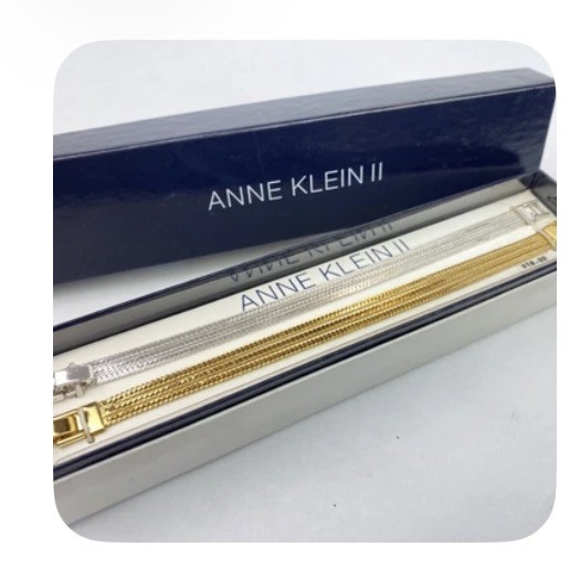 ANNE KLEIN II Boxed Set of 2 Bracelets Gold and Silver Tone