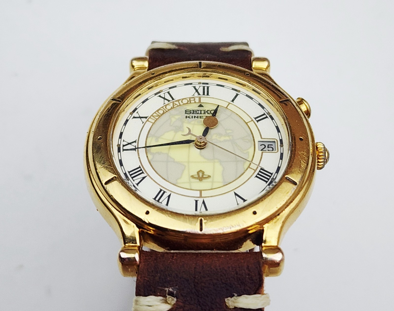 RARE,UNIQUE Men’s KINETIC Watch SEIKO 5M42-0A90. New Capacitor. Luminous Dial