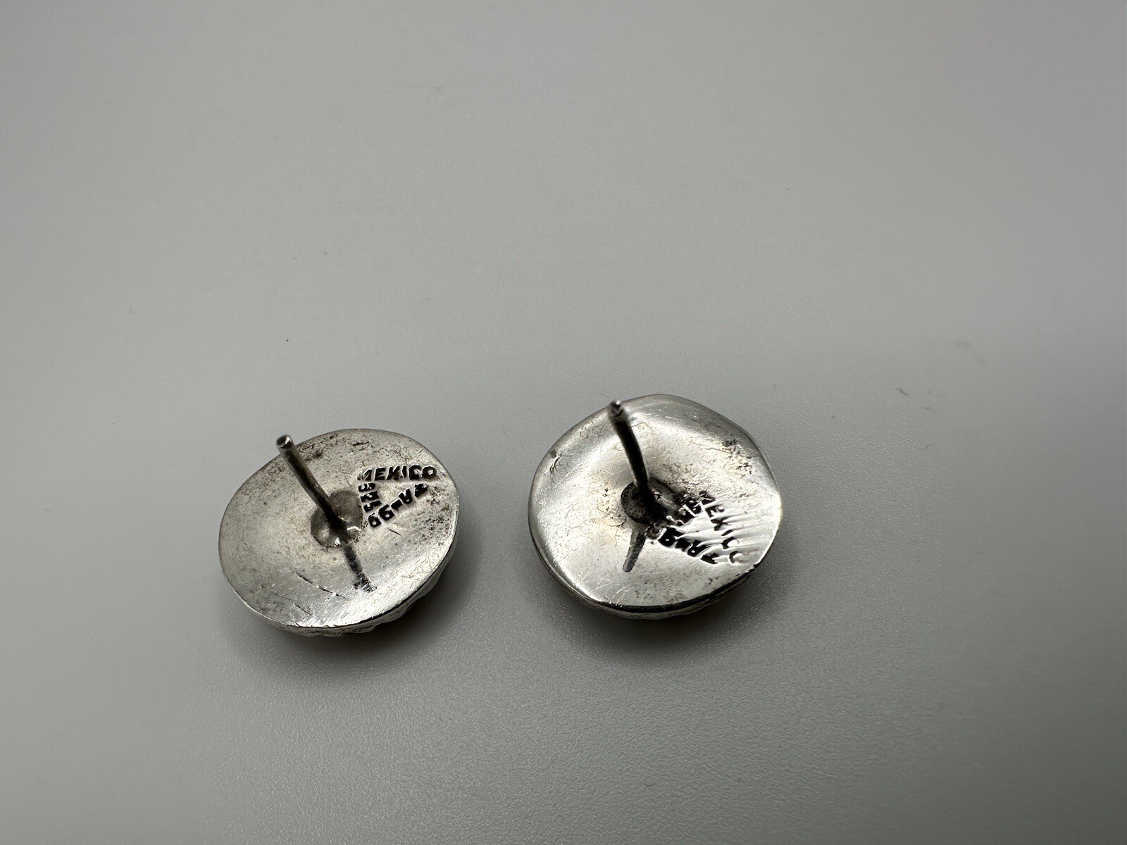 Vintage Sterling Silver Textured Stud Earrings 1.8cm JB12