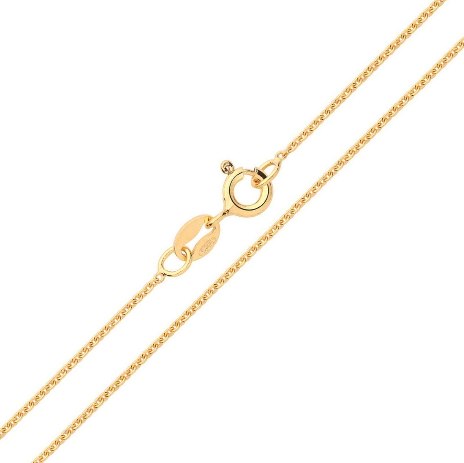 18CT YELLOW GOLD & SILVER BELCHER CHAIN NECKLACE 16″ 18″ 20″ 22″ 24″