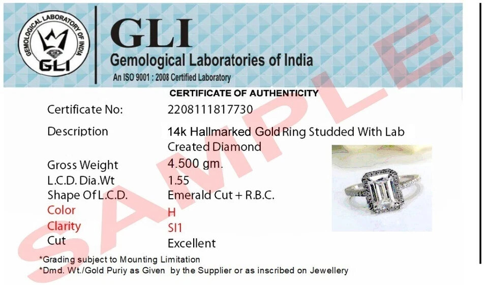 18K Yellow Gold Lab Grown Diamond CVD Engagement Ring Round Cut 0.50 Carat